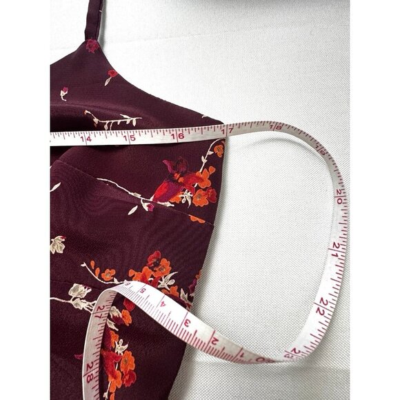 VTG Y2K Express Babydoll Midi Dress Burgundy Floral Moody Romantic Dark Fairy M - Picture 10 of 11